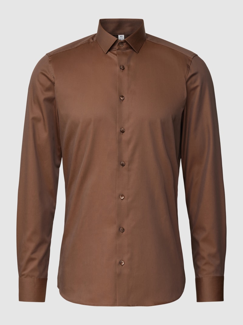 Body Fit Business-Hemd mit Kentkragen Modell 'Modern Kent' in cognac