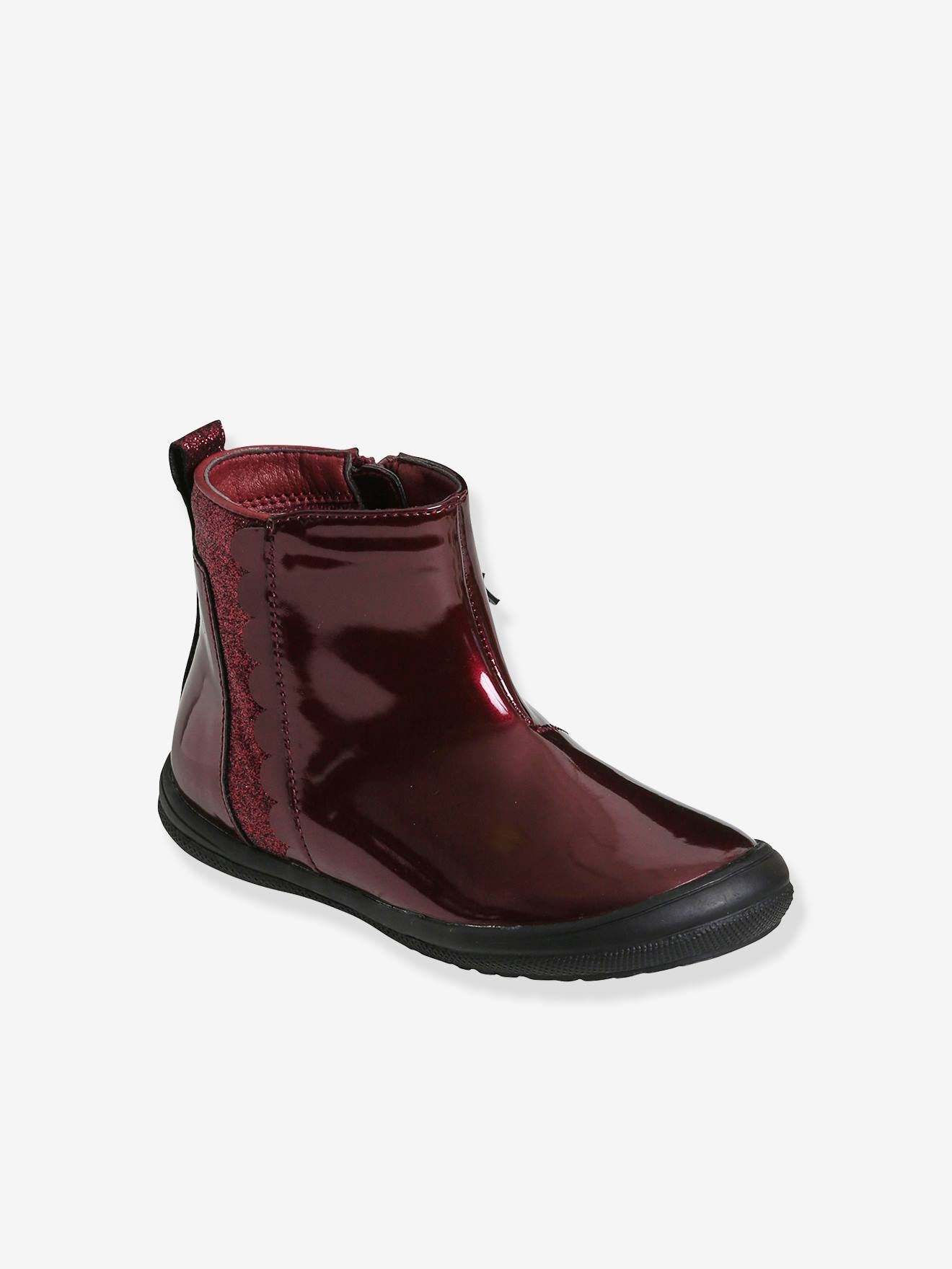 Vertbaudet Mädchen Lack-Boots, Anziehtrick - himbeer