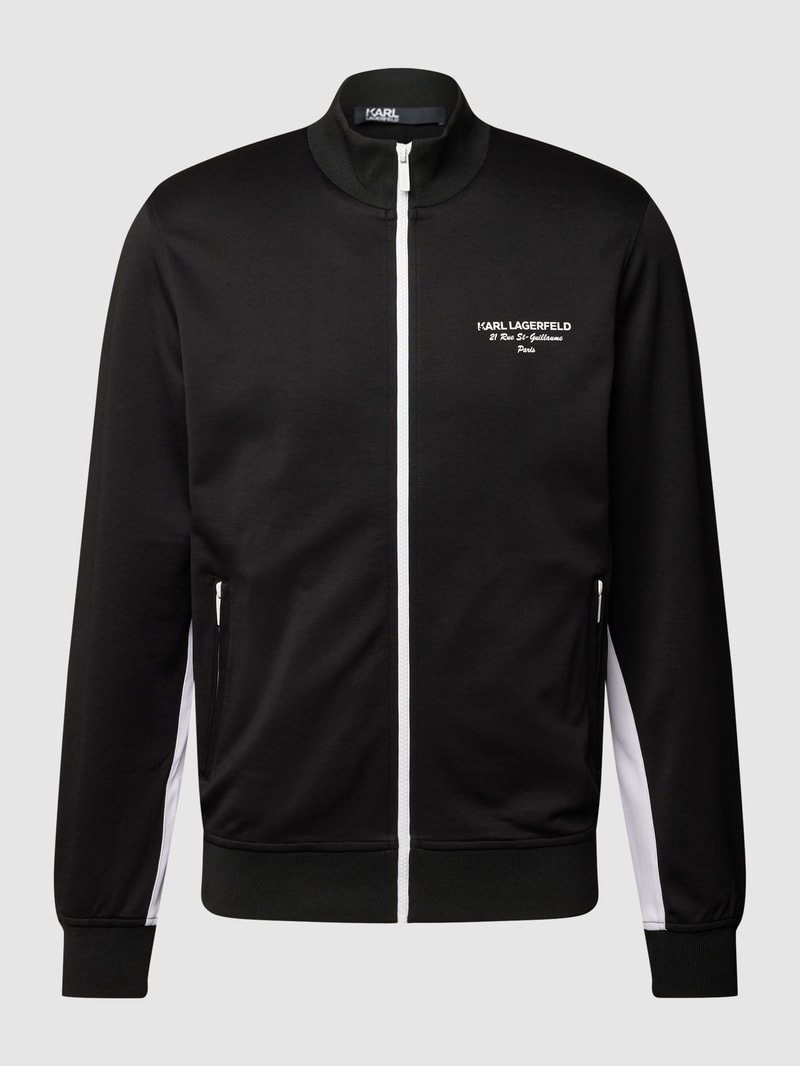 Trainingsjacke mit Stehkragen in schwarz