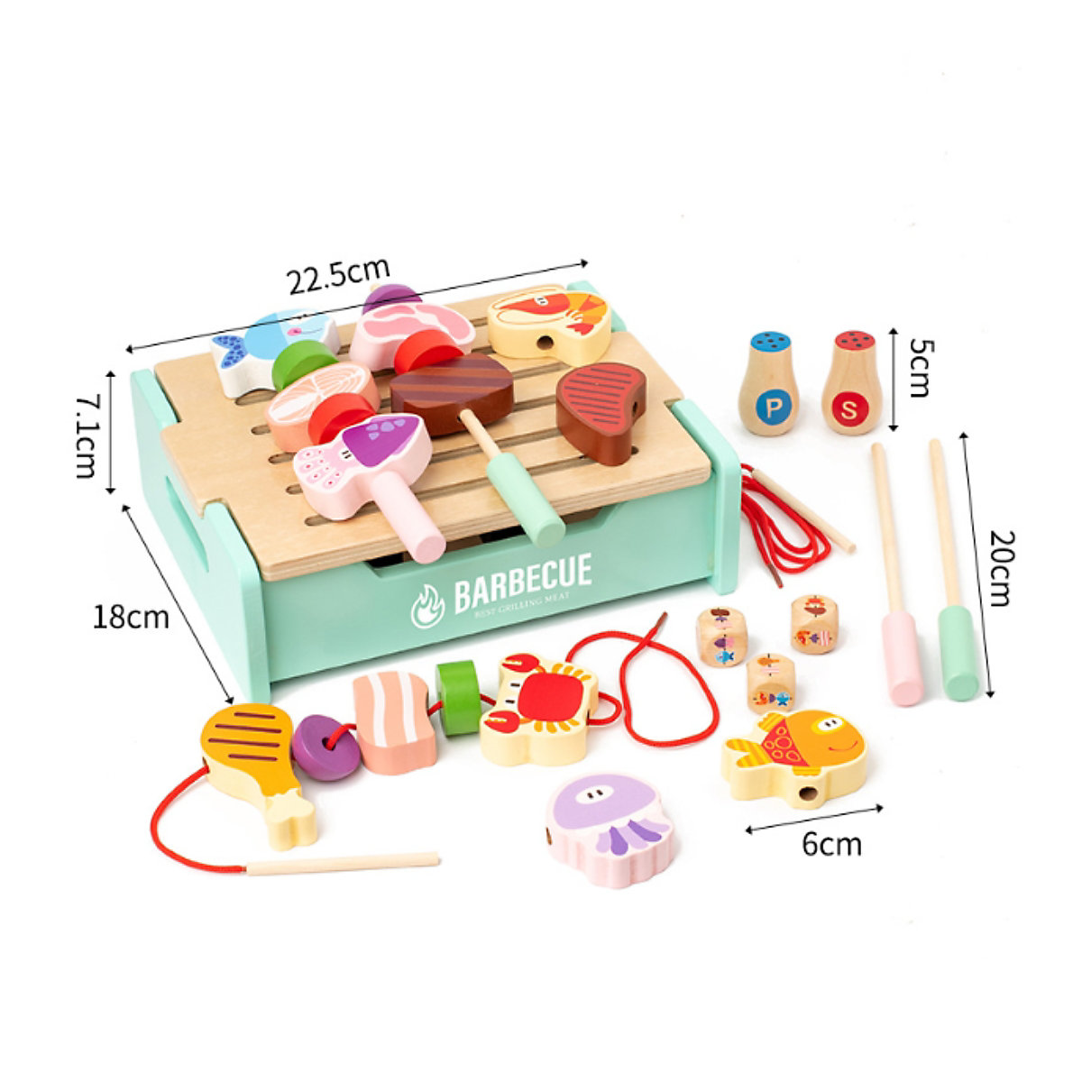 Simulierter Barbecue-Grill für Kinder Multifunktionales, farbenfrohes Holz