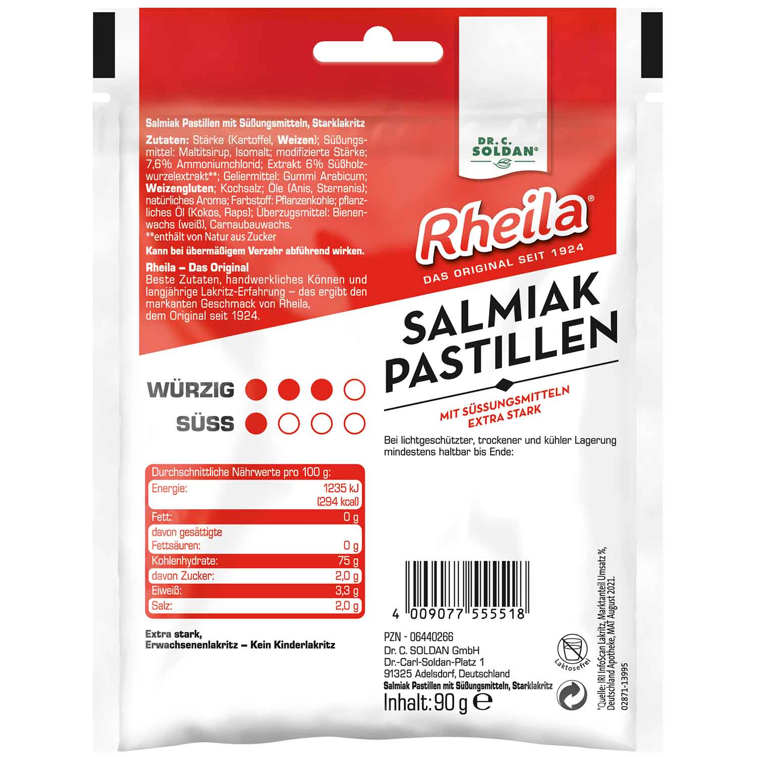 Rheila Salmiak Pastillen mit Süßungsmitteln 90g