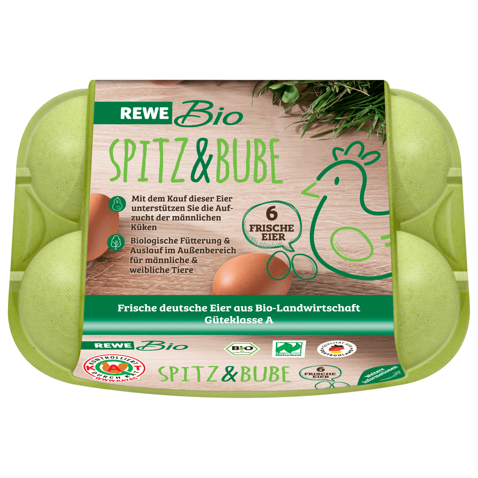 REWE Bio Eier Spitz und Bube 6 Stück