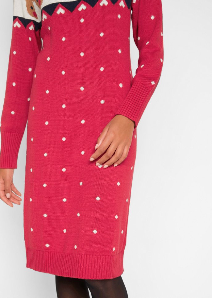 Weihnachts- Strickkleid Rentier, knieumspielend