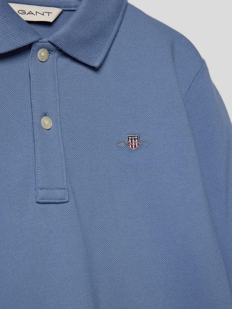 Longsleeve mit Polokragen Modell 'PIQUE' in hellblau