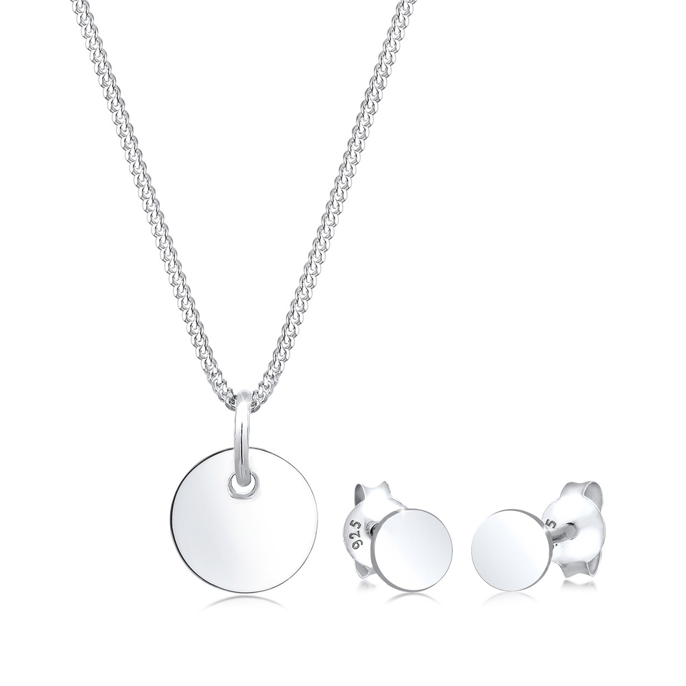 Elli Elli Ensemble de Bijoux Collier Bouchon Cercle Argent 925 Bijoux