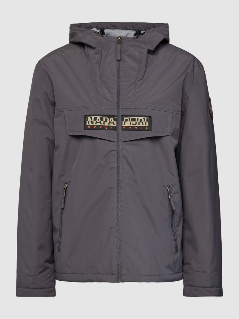 Jacke mit Label-Stitching Modell 'RAINFOREST' in graphit