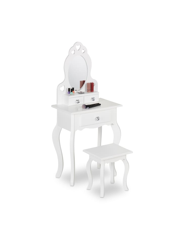 relaxdays Kinder Schminktisch in Weiß - (B)50 x (H)110 x (T)30 cm günstig kaufen onesize