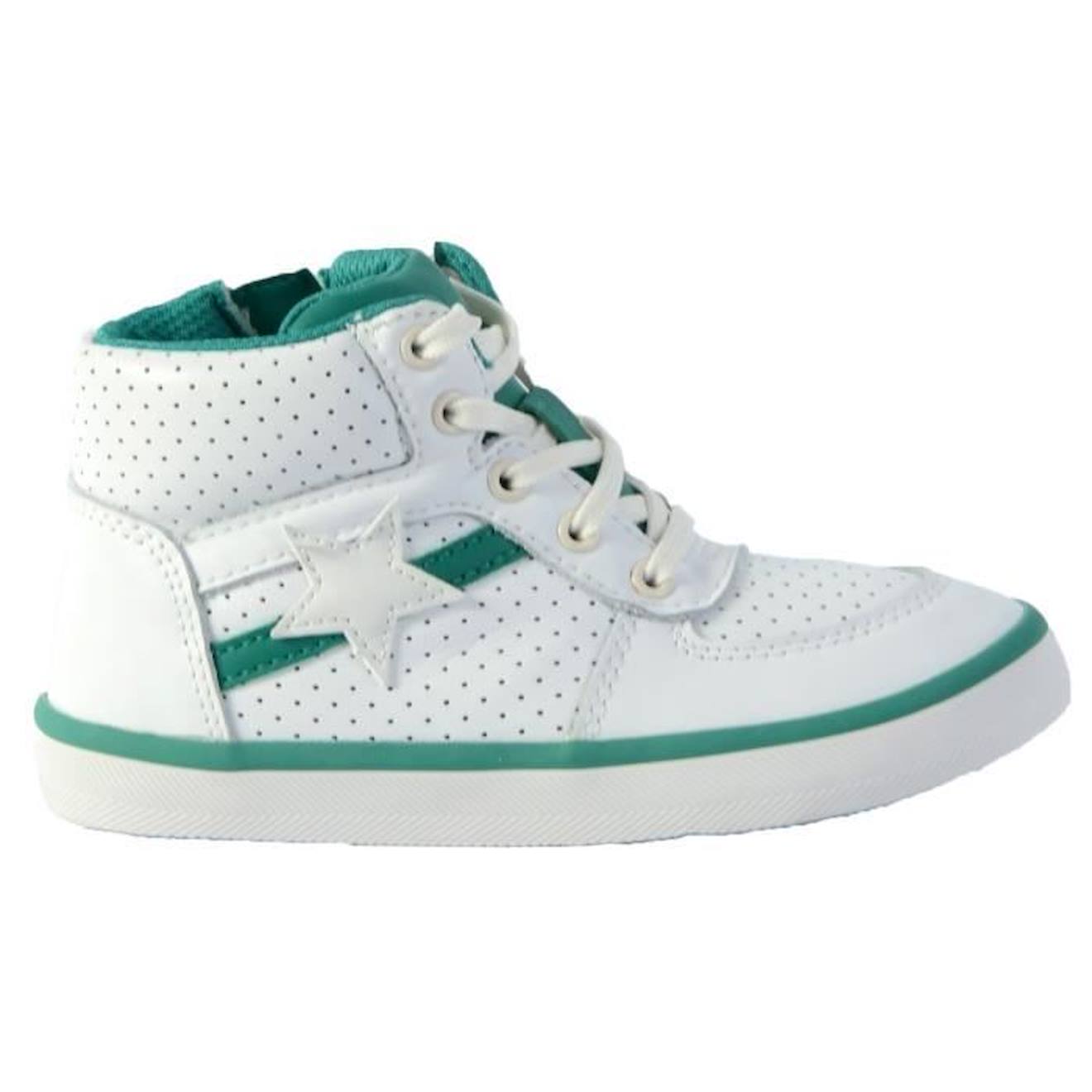 Basket Cuir Clarks Enfant City Flake K blanc