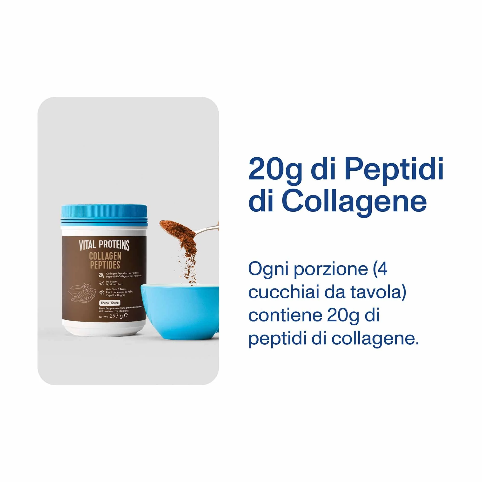 Suplemento alimentar de peptídeos de colágeno e cacau - Suplemento para unhas e cabelos, suplemento para pele, suplemento para músculos e articulações, suplemento facial.