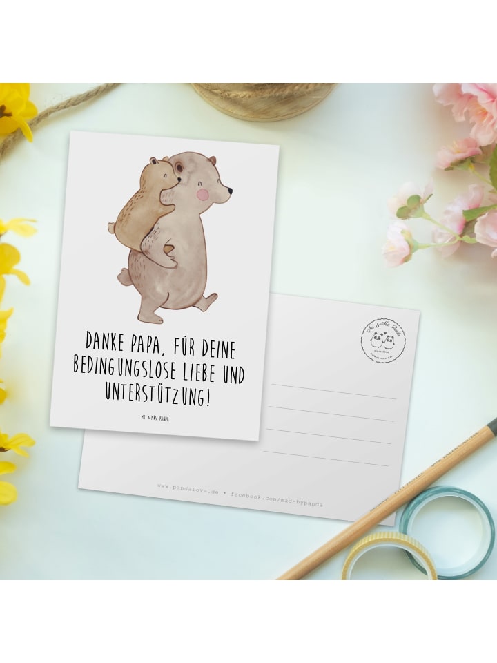 Mr. & Mrs. Panda Postkarte Danke Papa mit Spruch in Weiß günstig kaufen onesize