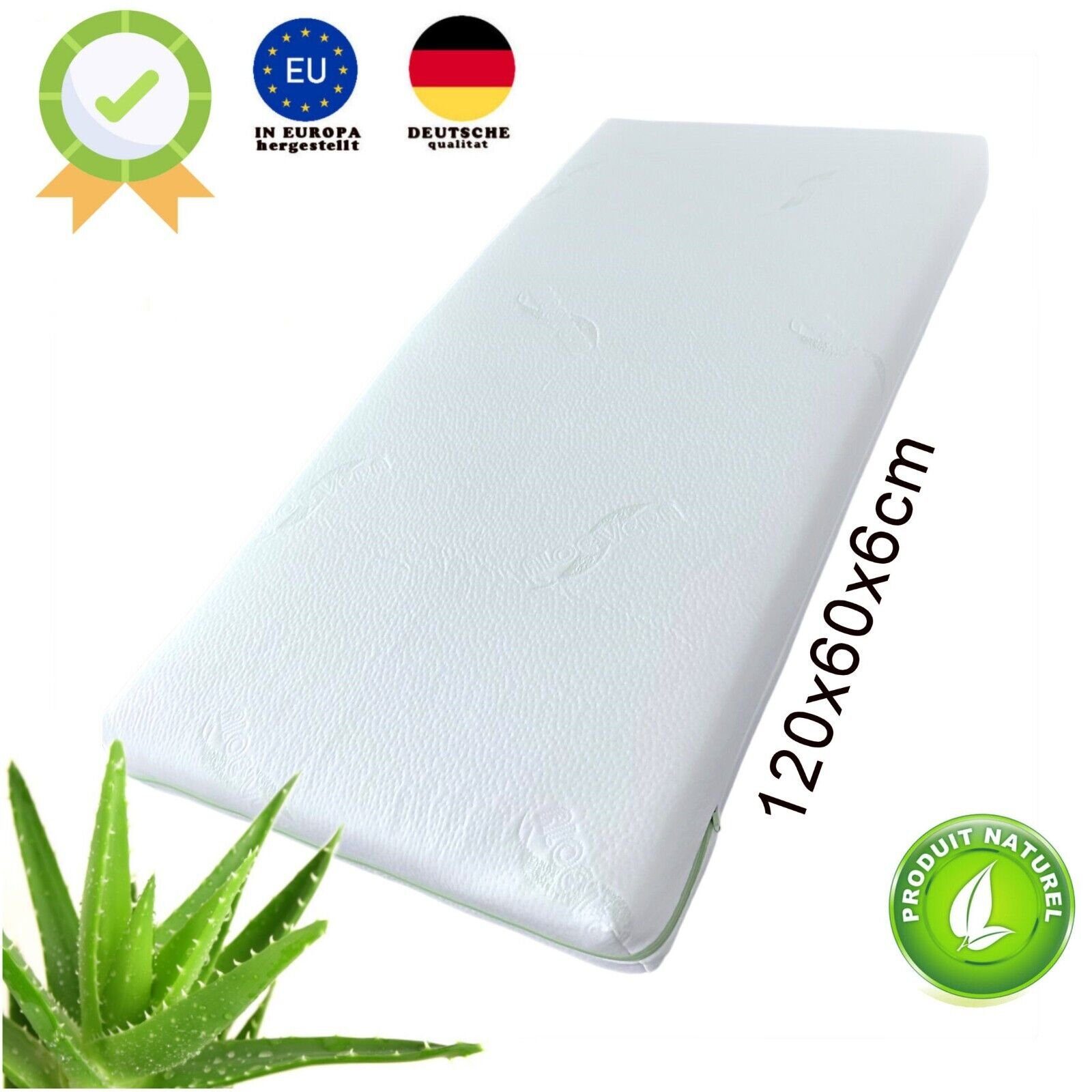 Babymatratze Matratze 120x60x6cm Aloe Vera - Bezug Schaumstoffmatratze Baby, Dedstore-Baby, 6 cm hoch, (Set, 1-tlg)