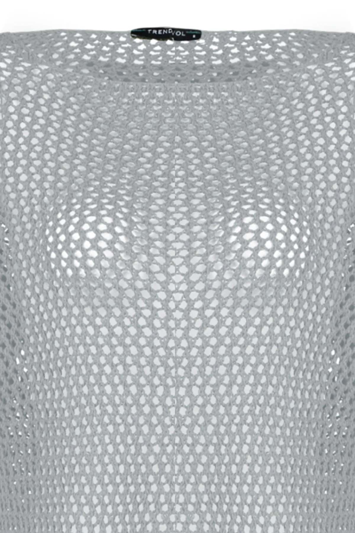 Trendyol Collection  Grauer Super Wide Fit Baumwoll-Strickpullover mit Lochmuster TWOAW20FV0184