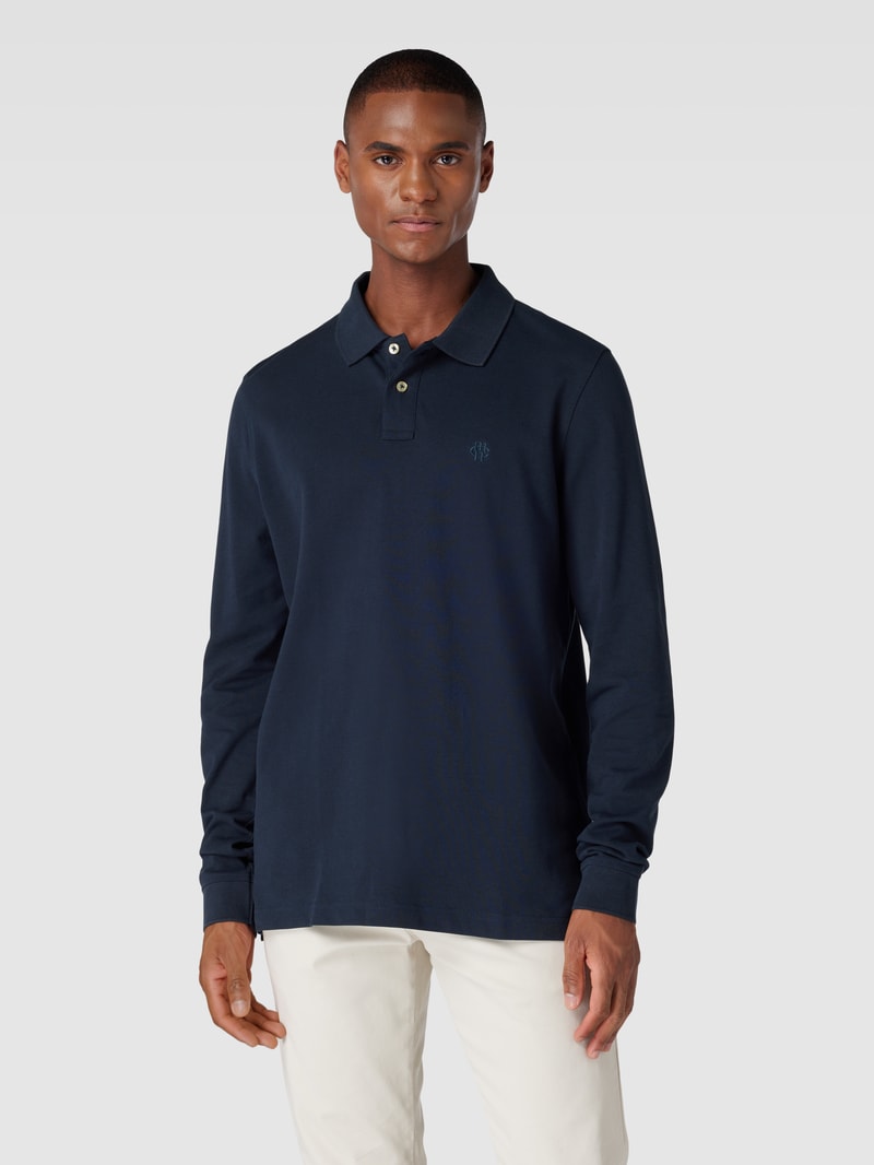 Poloshirt mit Logo-Stitching Modell 'THOMAS' in dunkelblau