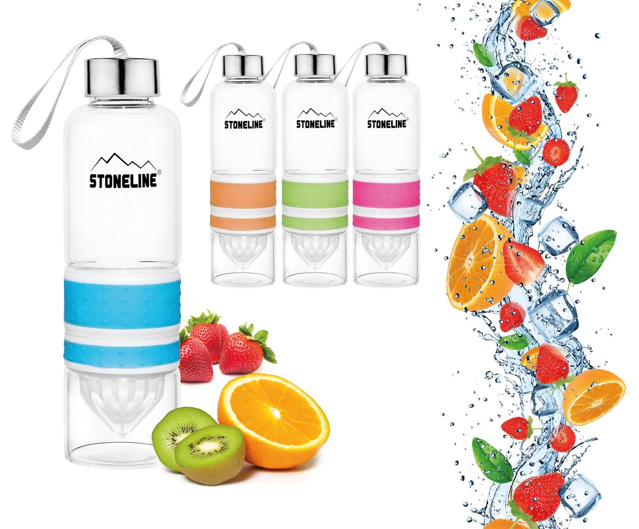 STONELINE® 2 in 1 Trinkflasche mit Saftpresse