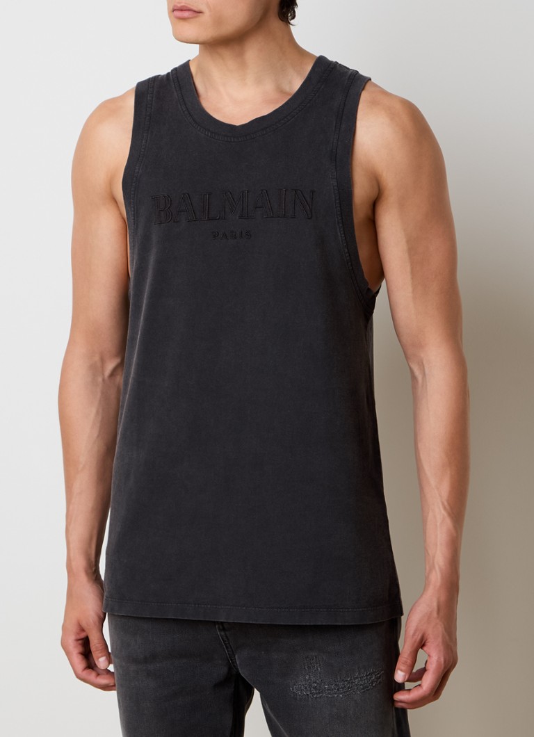 Tricou Balmain fără mâneci cu logo brodat