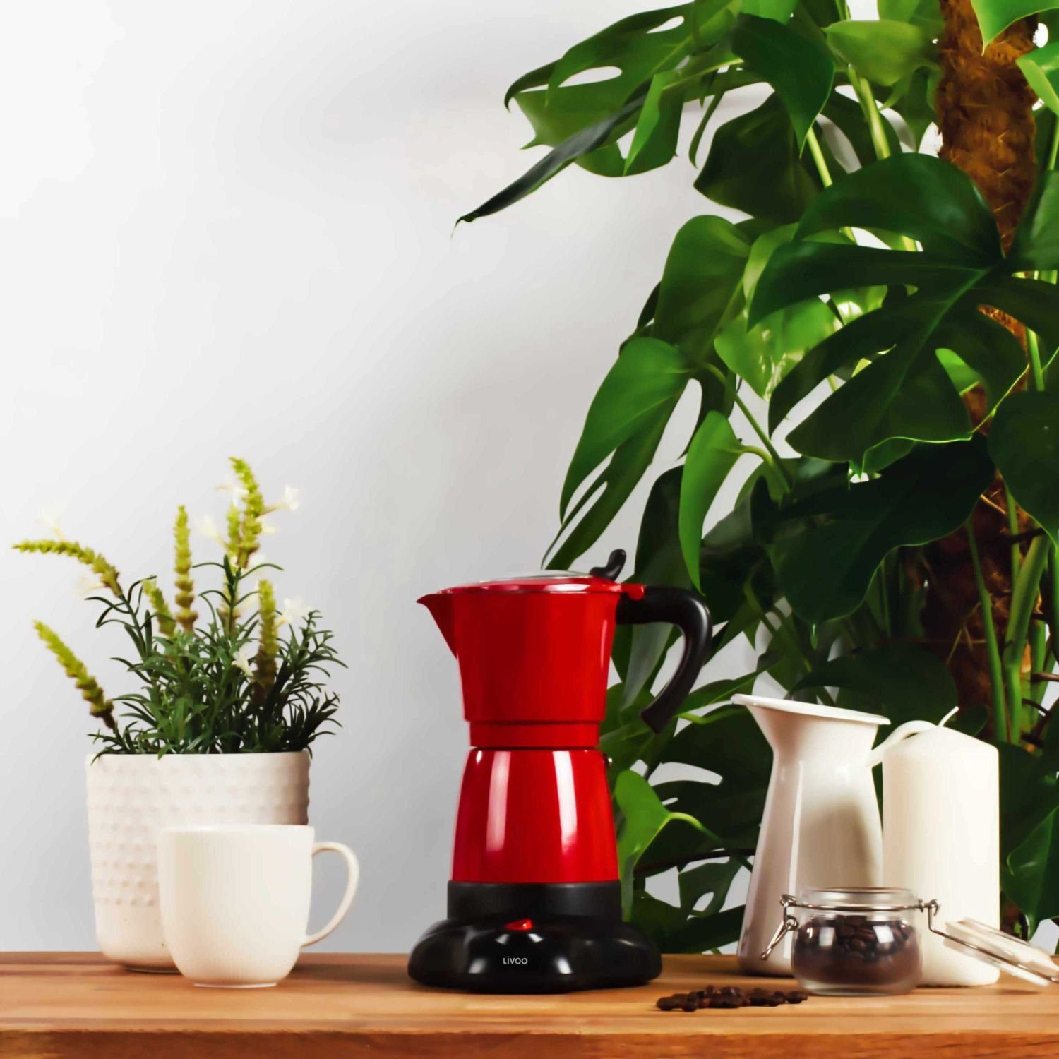 LIVOO Espressokocher LIVOO Espressokocher Elektrisch 6 Tassen Espresso Kanne 300ml