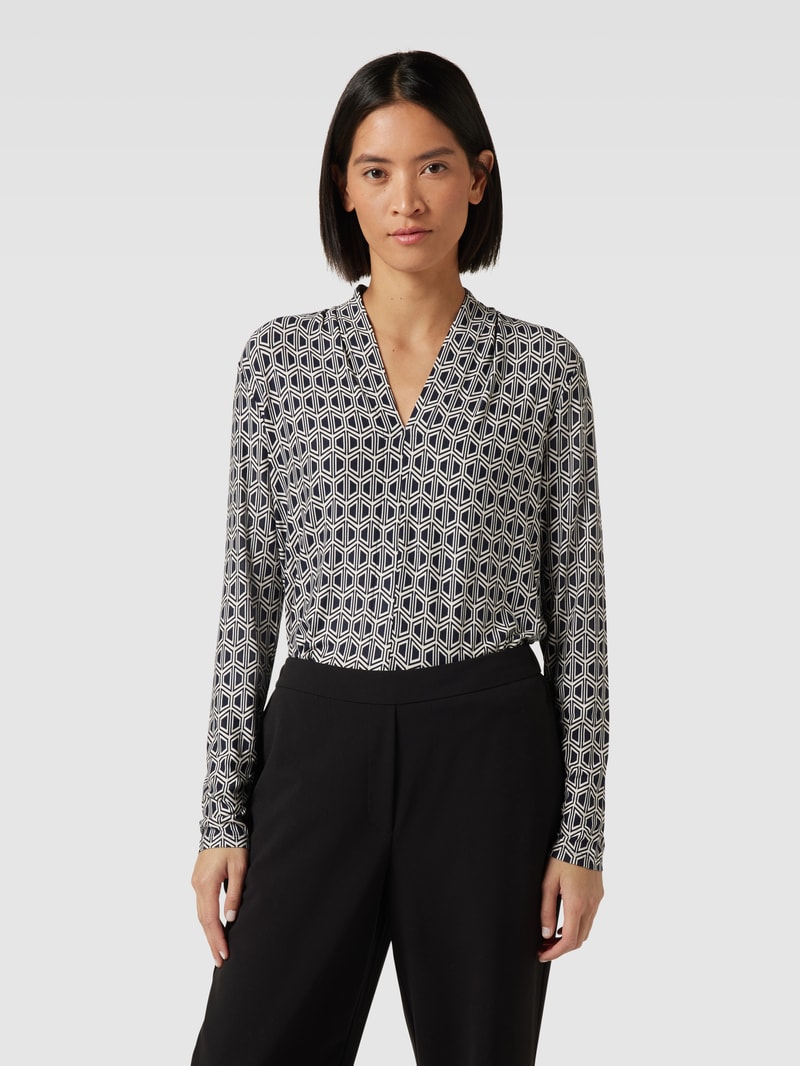 Longsleeve mit V-Ausschnitt in marineblau