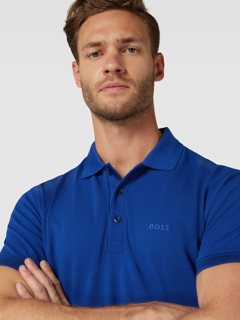 Poloshirt mit Label-Stitching Modell 'PADDY' in royalblau