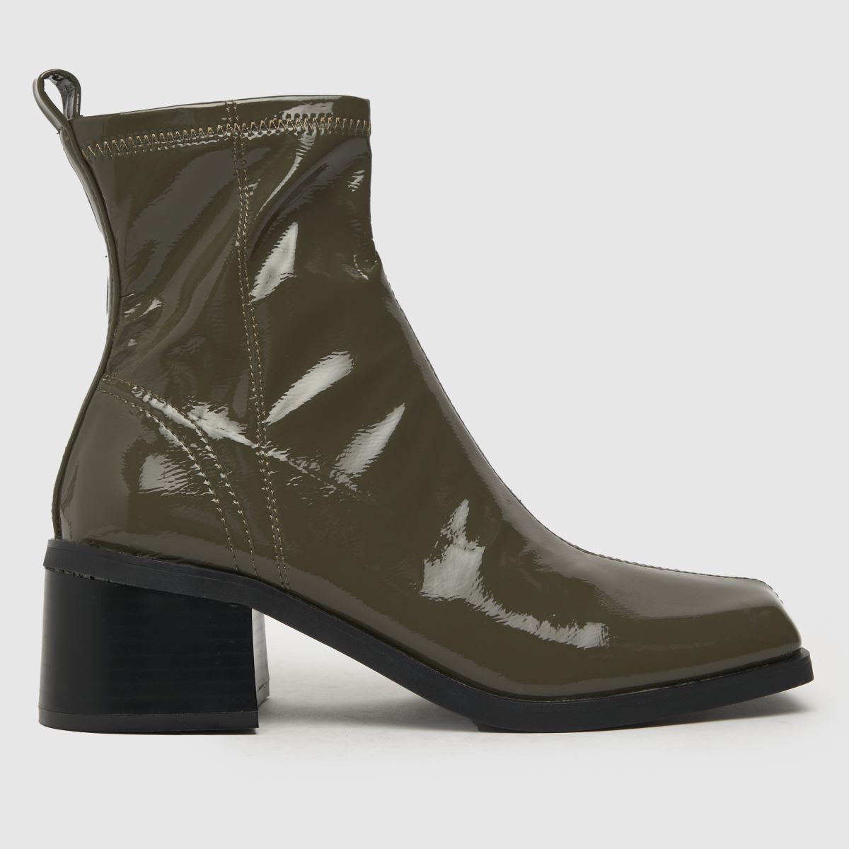 Schuh Blake – Mörkgröna stretchiga stövlar med fyrkantig tå