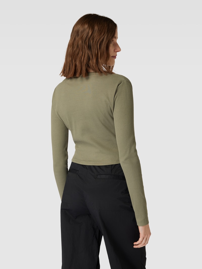 Cardigan mit Label-Patch in olivgrün