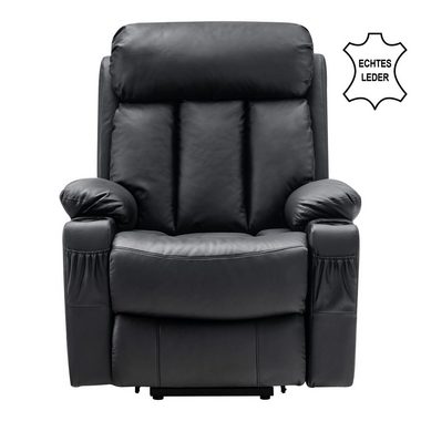 MCombo Relaxsessel MCombo elektrische Aufstehhilfe Fernsehsessel Relaxsessel 7190, motorisch verstellbar, Leder, Schwarz, 100 x 86 x 112 cm