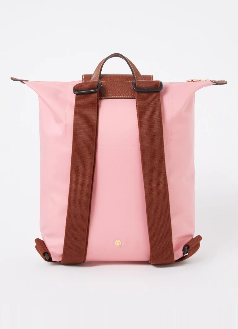 Longchamp Le Pliage Original M -reppu nahkayksityiskohdilla