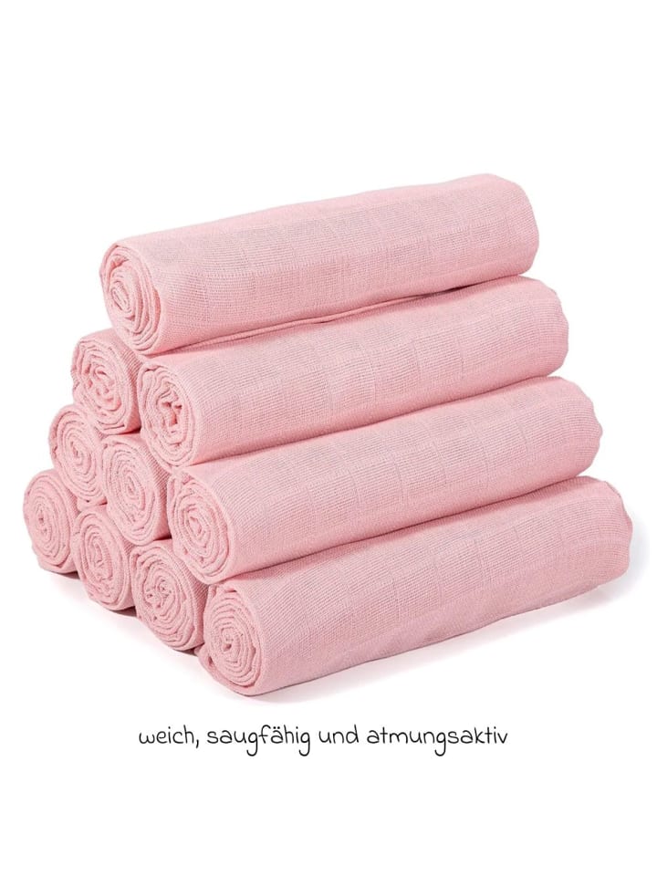 Makian Mullwindel / Mulltuch 10er Pack 80 x 80 cm - Puder in rosa günstig kaufen onesize