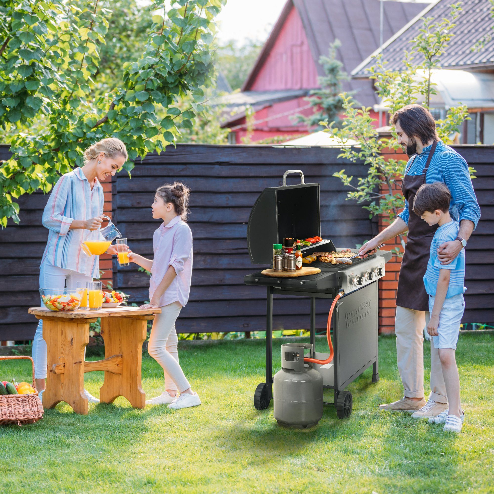 Royal Gourmet Gasgrill 3 Brenner, 9 kW Camping Gaskocher mit Kochplatte, B x T x H: 121,6 x 57,8 x 105 cm
