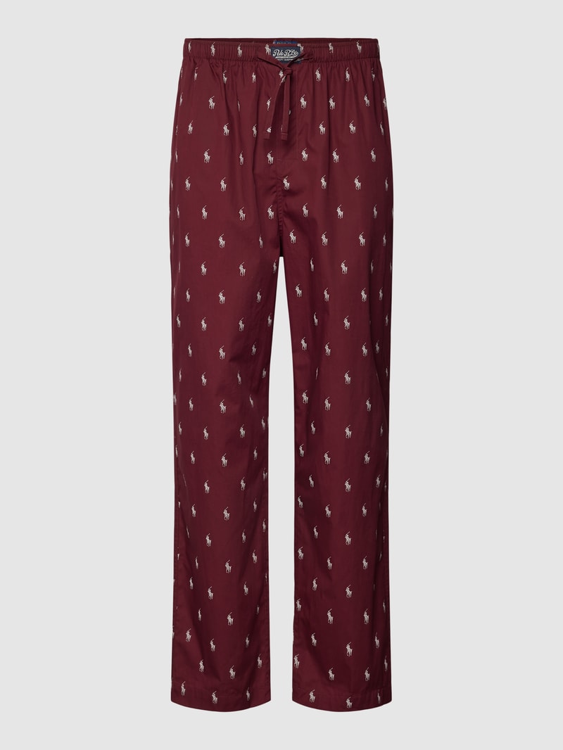 Pyjama-Hose mit Logo-Muster in bordeaux rot