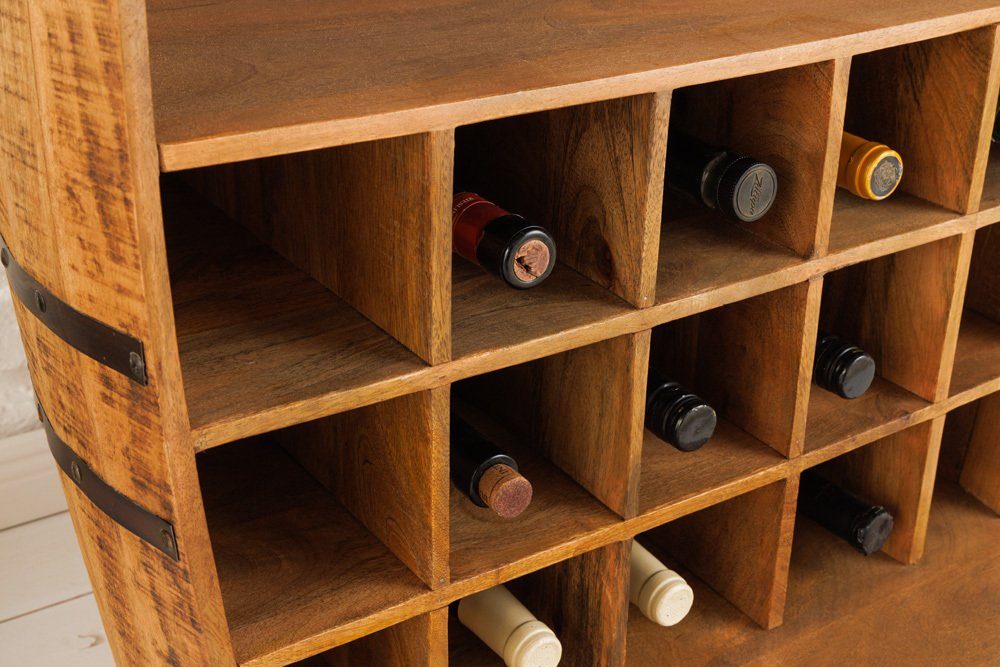riess-ambiente Weinregal BODEGA 90cm natur, 1-tlg., Wohnzimmer · Massivholz · Schrank · Fass