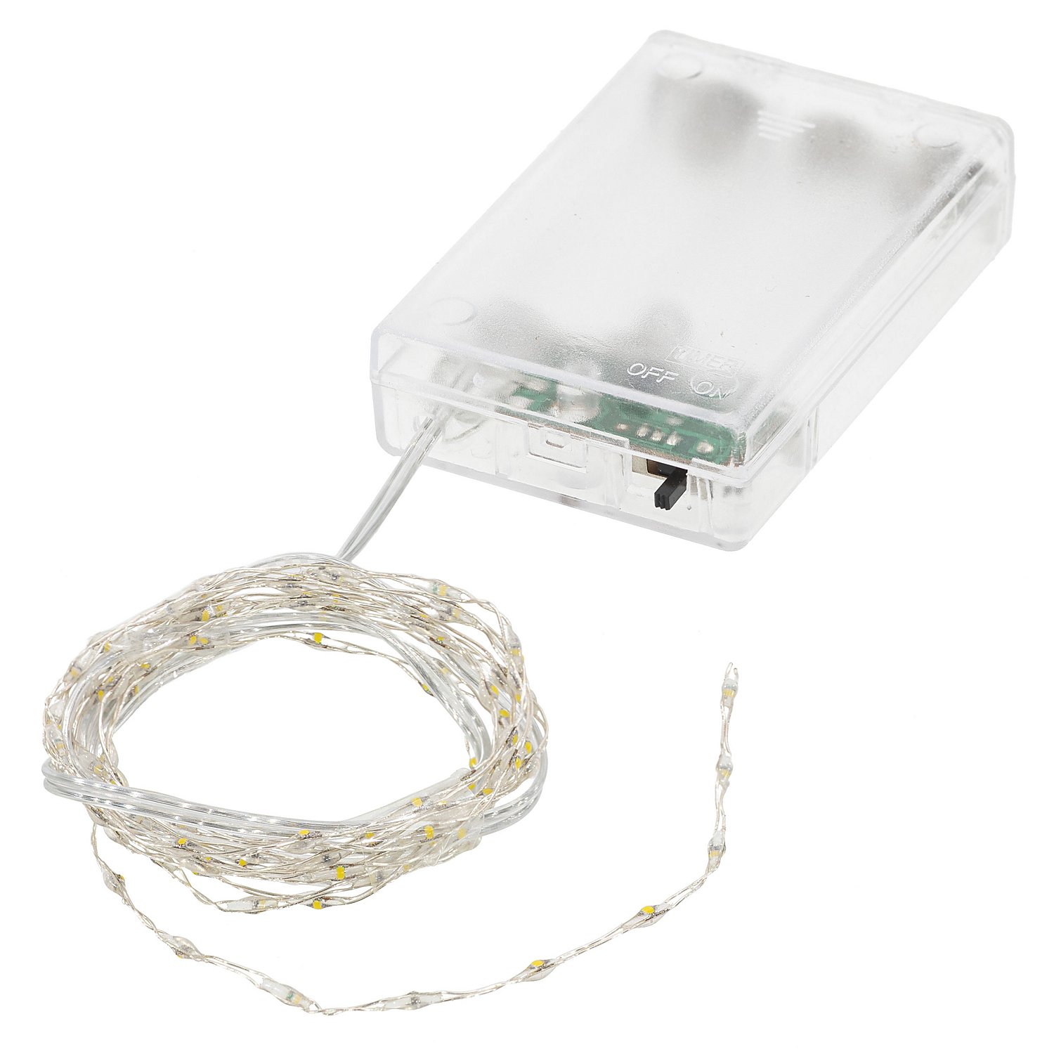 LED Micro-Lichterkette mit Batteriekasten und Timer, 100 LEDs dicht
