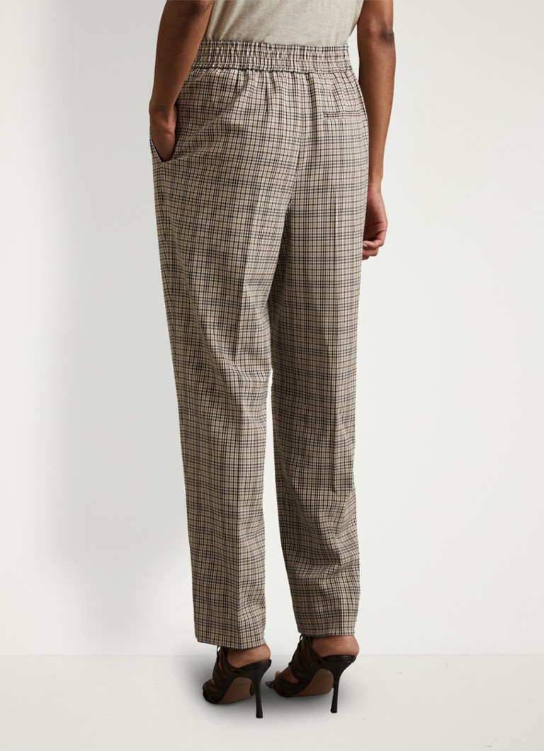 Reiss Karina high waist tapered fit trousers with houndstooth design