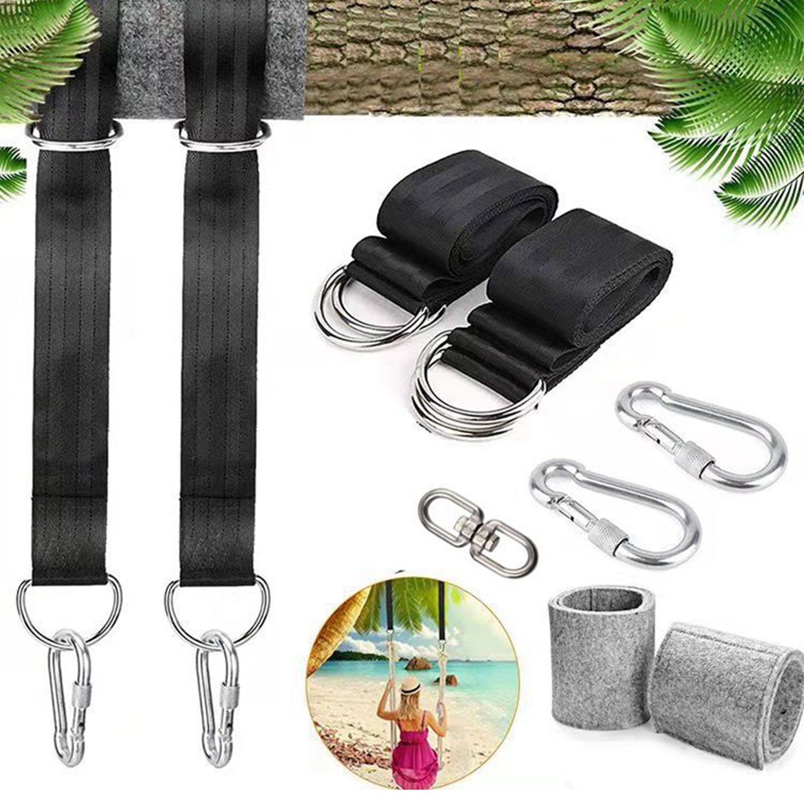 CALIYO Hängematte Hängematten Befestigung 1 Paar Schaukel Befestigung Swing Hanging Gurt, Kit Aufhängeset Hängematte Hängesessel Wasserdicht