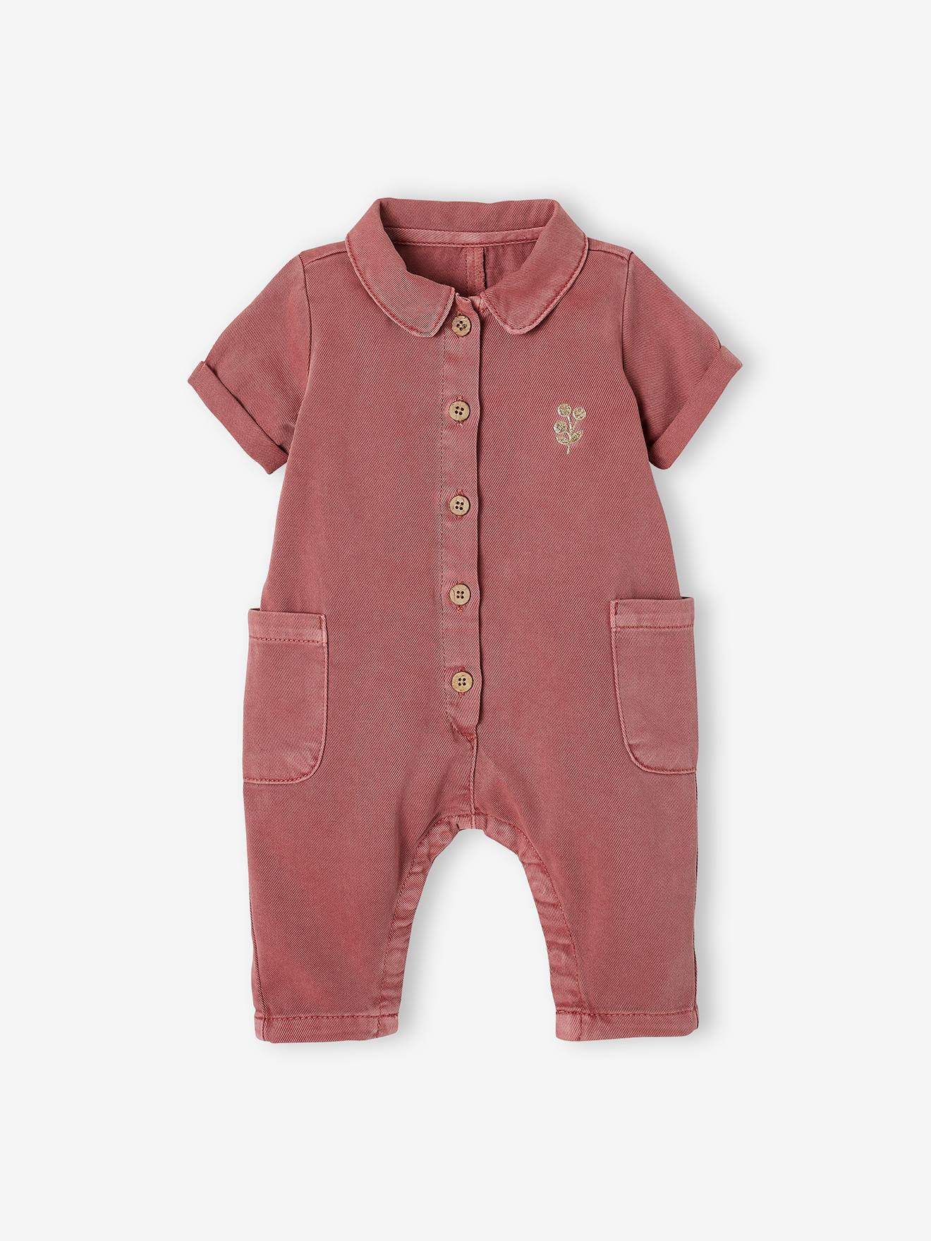 Combinaison manches courtes bébé bois de rose