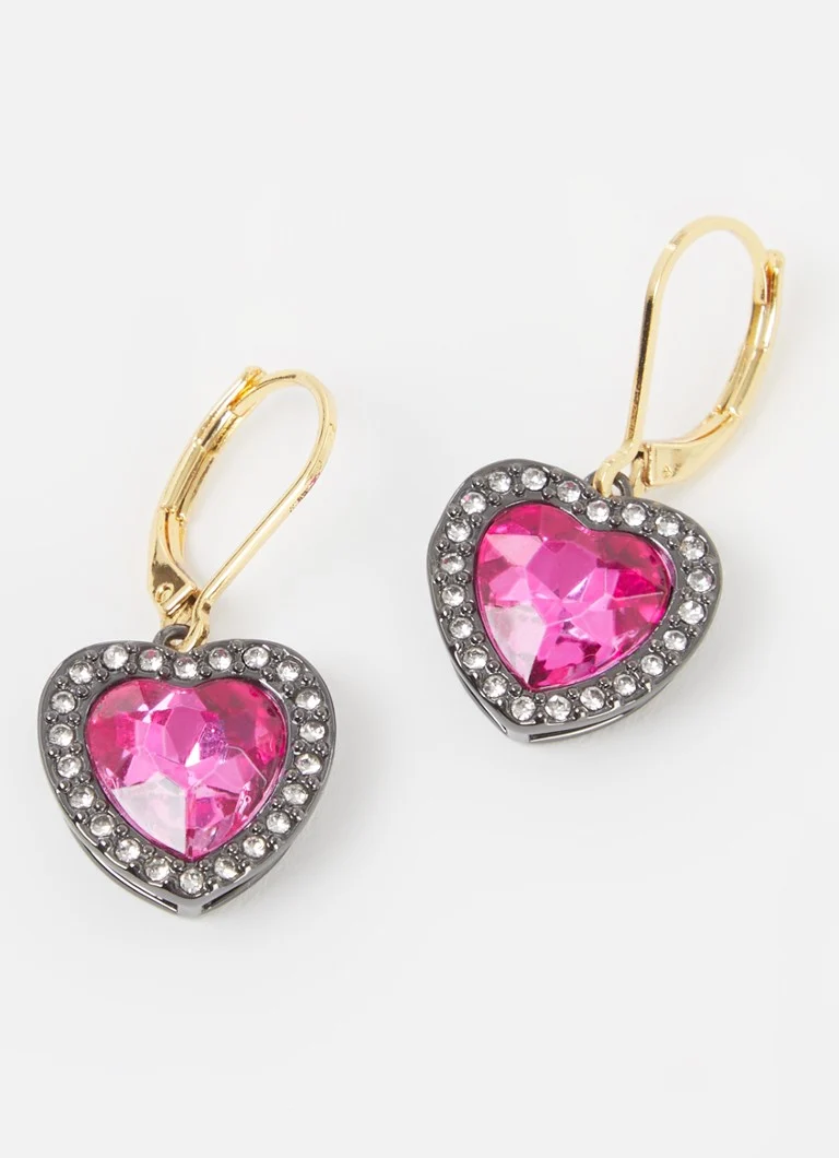 Orecchini a forma di cuore in cristallo con pietra di Kurt Geiger