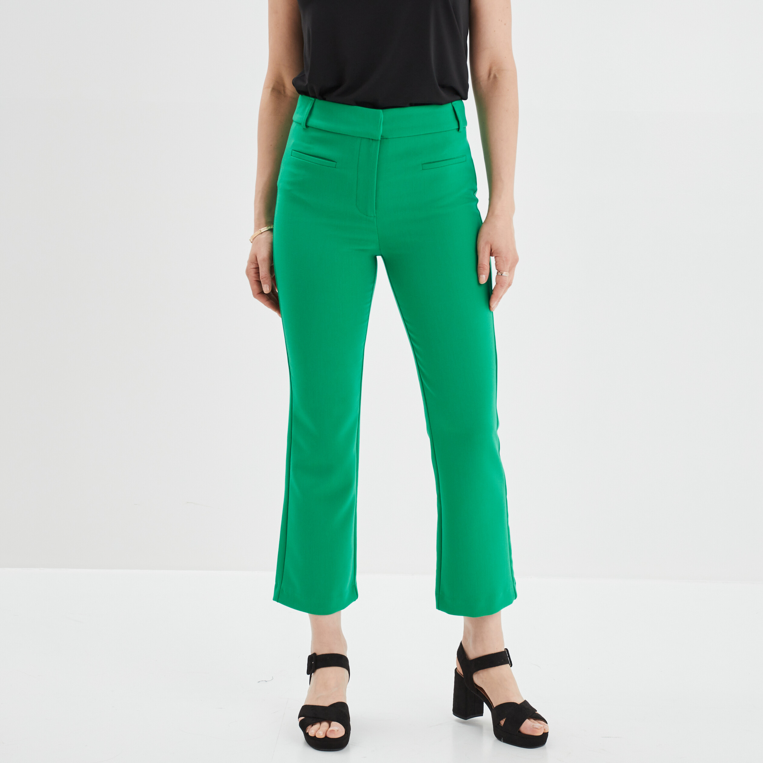 Pantalon flare 2 poches avant vert émeraude femme | La Halle
