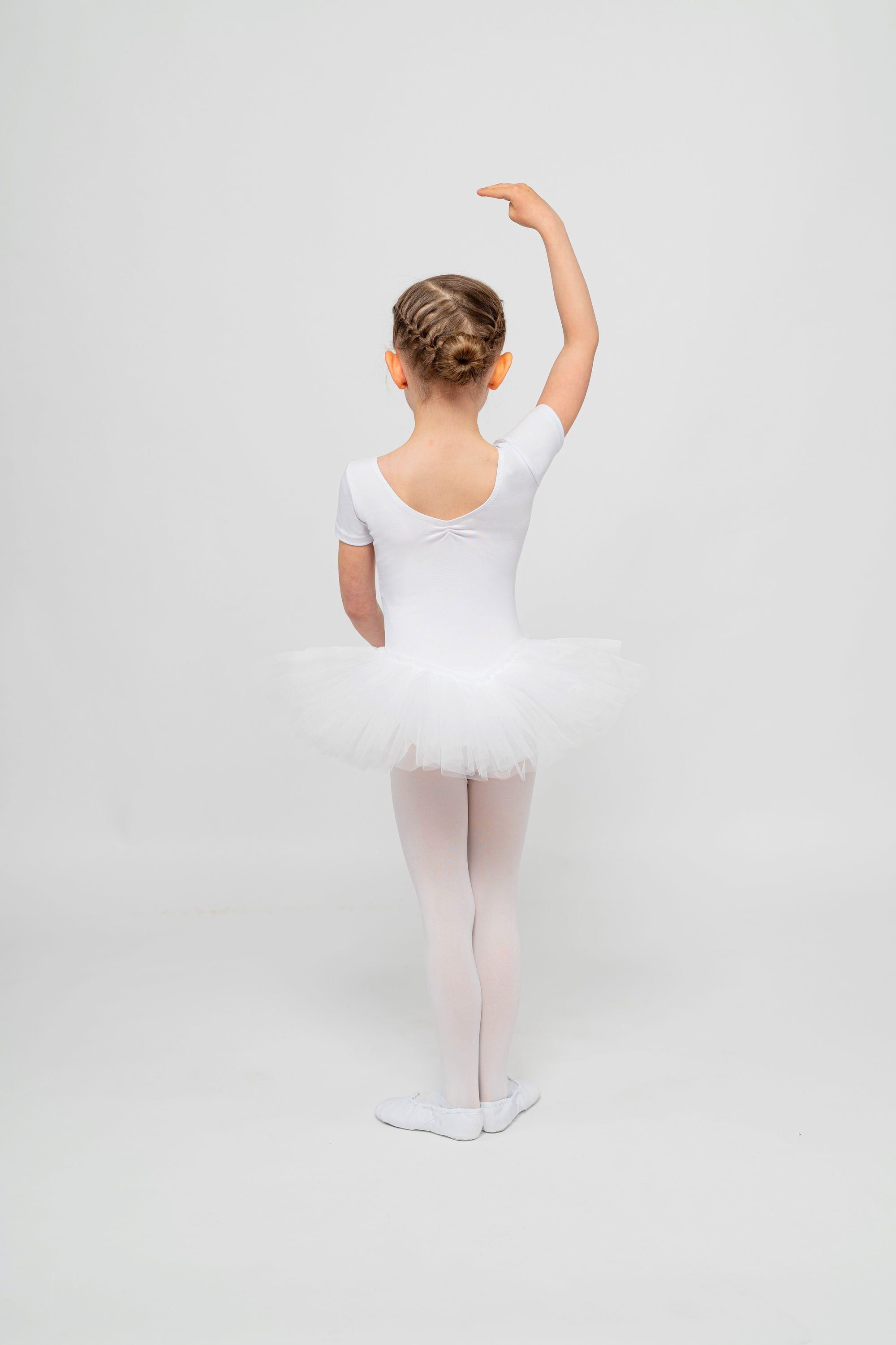 tanzmuster Tüllkleid Ballett Tutu Nele mit Glitzersteinen Kurzarm Ballettkleid aus weicher Baumwolle mit Tüllrock für Mädchen