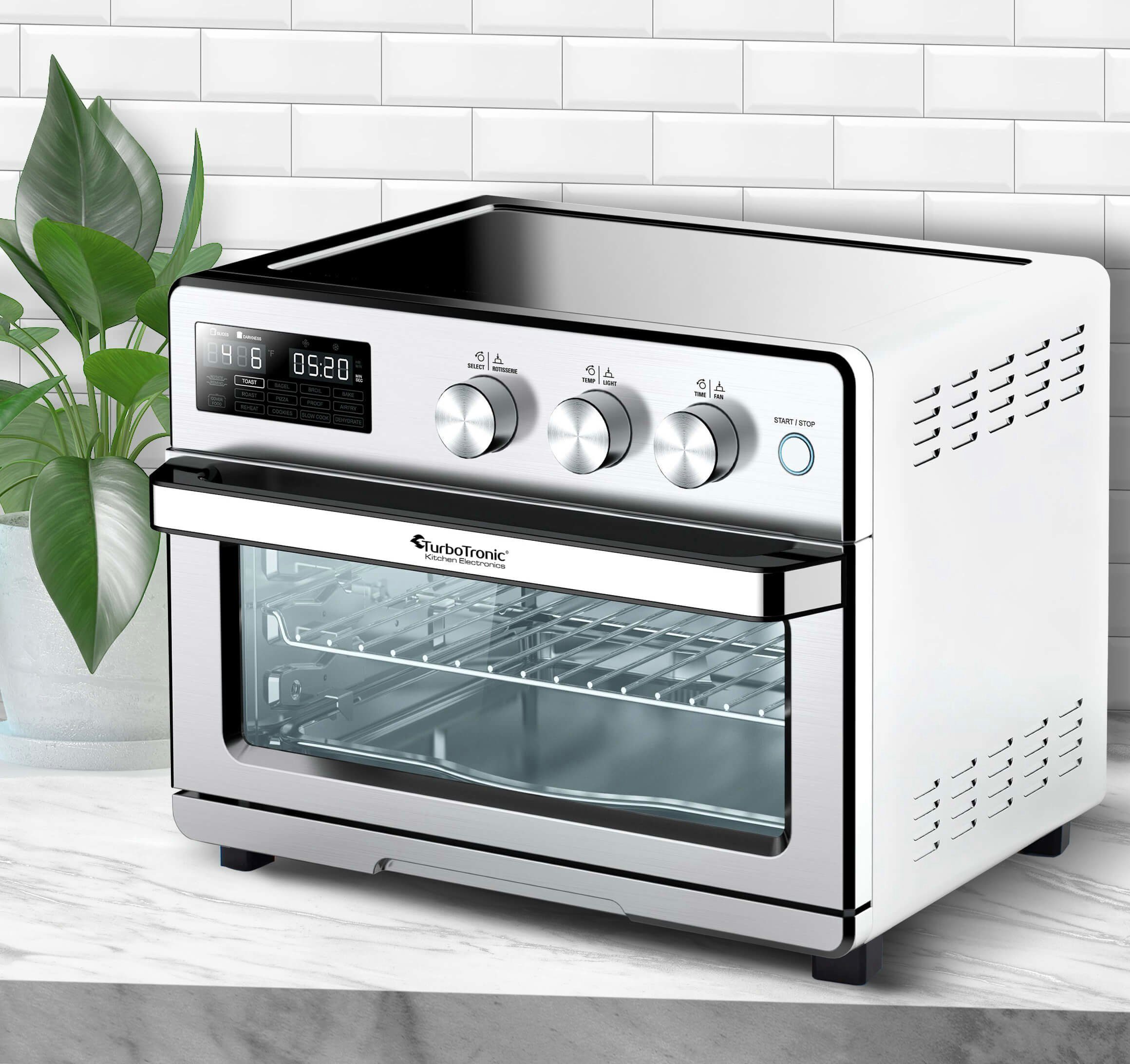 TurboTronic by Z-Line Minibackofen Digitaler Heißluftofen XXL, AF32DRD -32 Liter mit Drehspieß 4in1