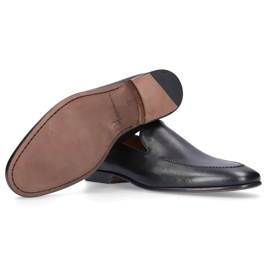 Moreschi - Loafer SARATOGA Kalbsleder Logo schwarz - schwarz