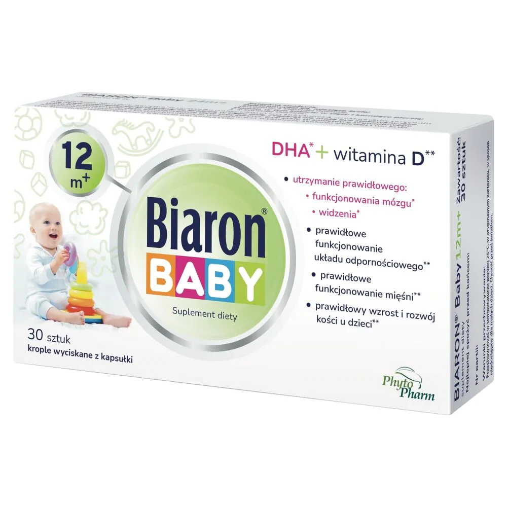 Biaron Baby, DHA + vitaminas D vaikams nuo 12 mėnesių amžiaus, lašai išspausti iš kapsulės