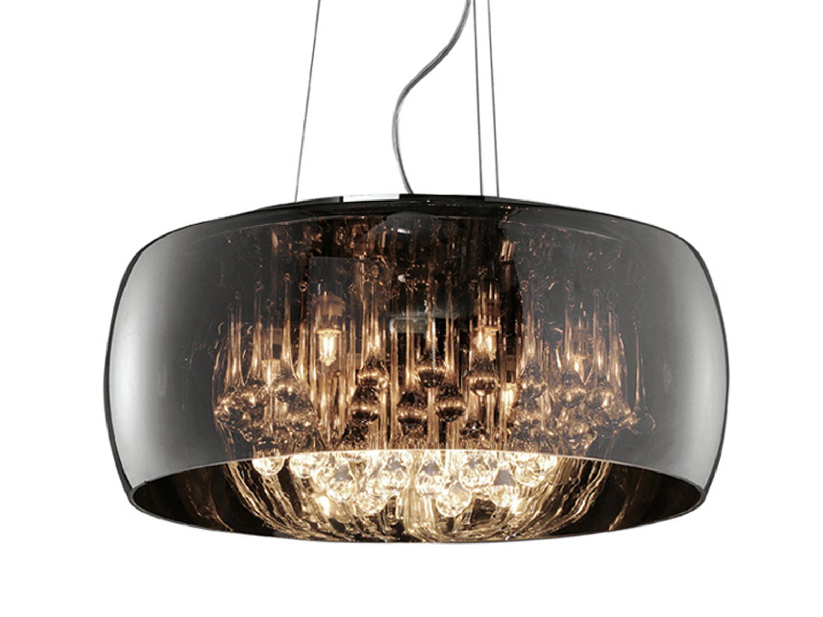 meineWunschleuchte LED Pendelleuchte, LED wechselbar, Warmweiß, Designer-lampen Lampenschirm Rauch-glas Kristall übern Esstisch, Ø50cm