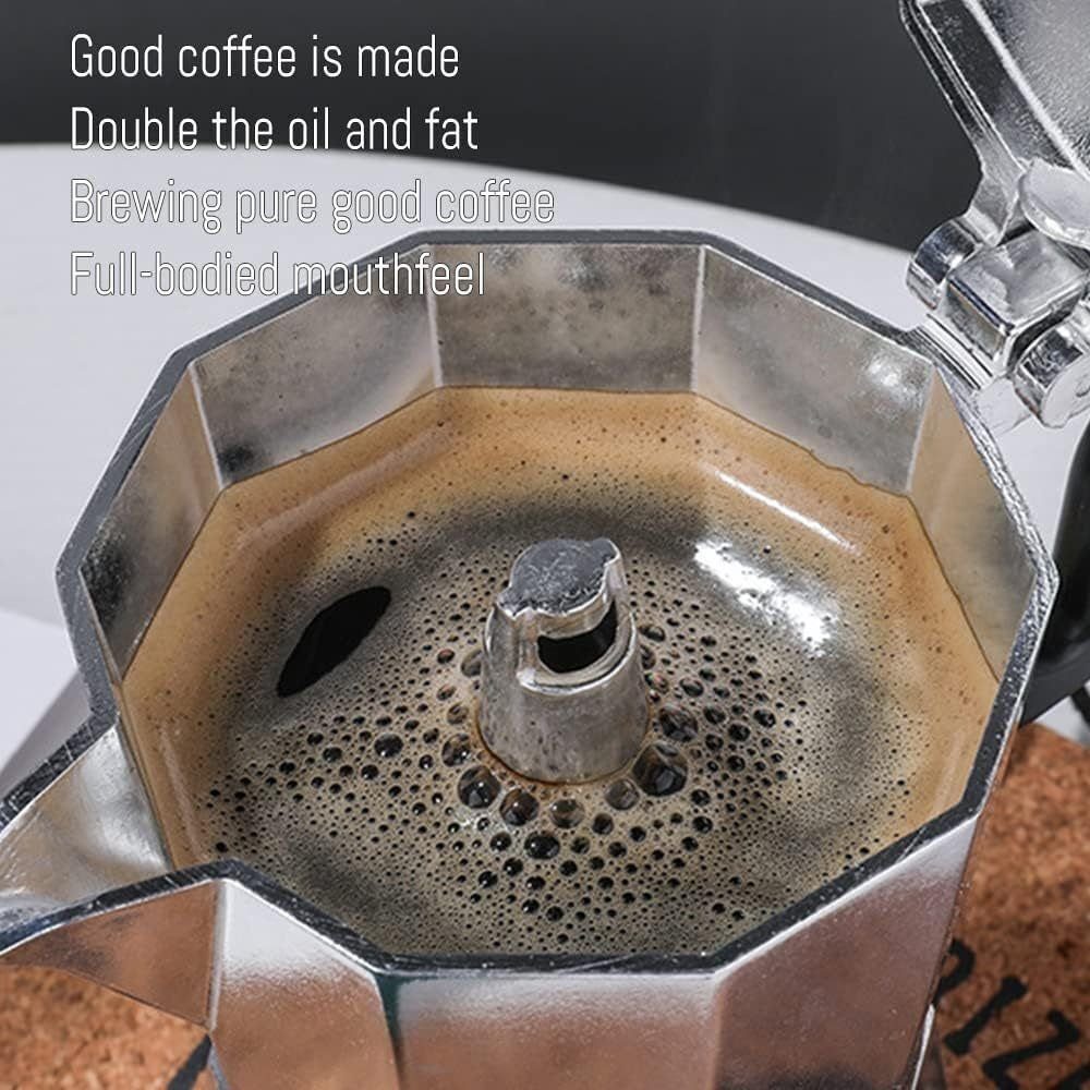 BlingBin Kaffeebereiter 9-12 Tassen Espressokocher Espressokanne Kaffe Kocher, 0.45l Kaffeekanne, Edelstahlfilter, Silikondichtung, Sicherheitsventil