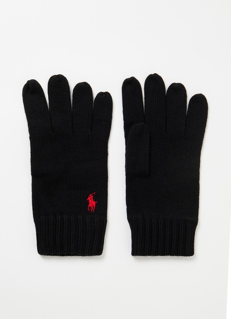 Rękawiczki wełniane Ralph Lauren z haftowanym logo