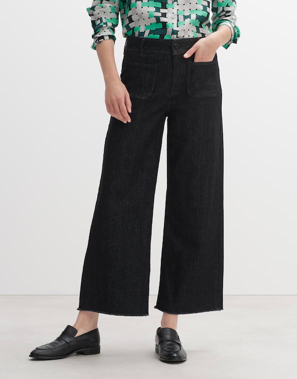 Wide Cropped Jeans Macona black