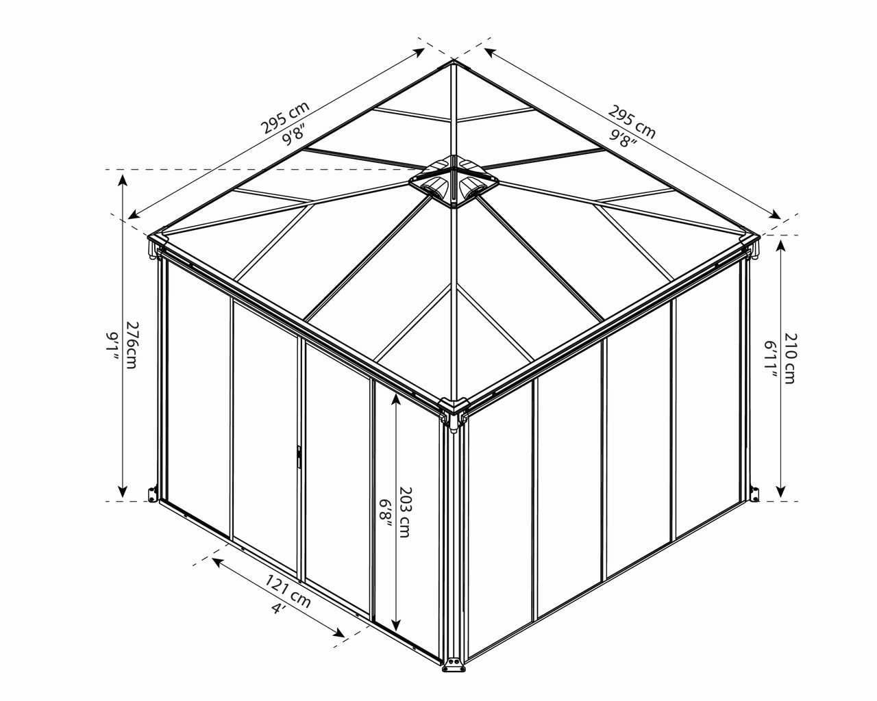 Canopia by Palram Ledro 3x3 geschlossener Pavillon, anthrazit, bronze