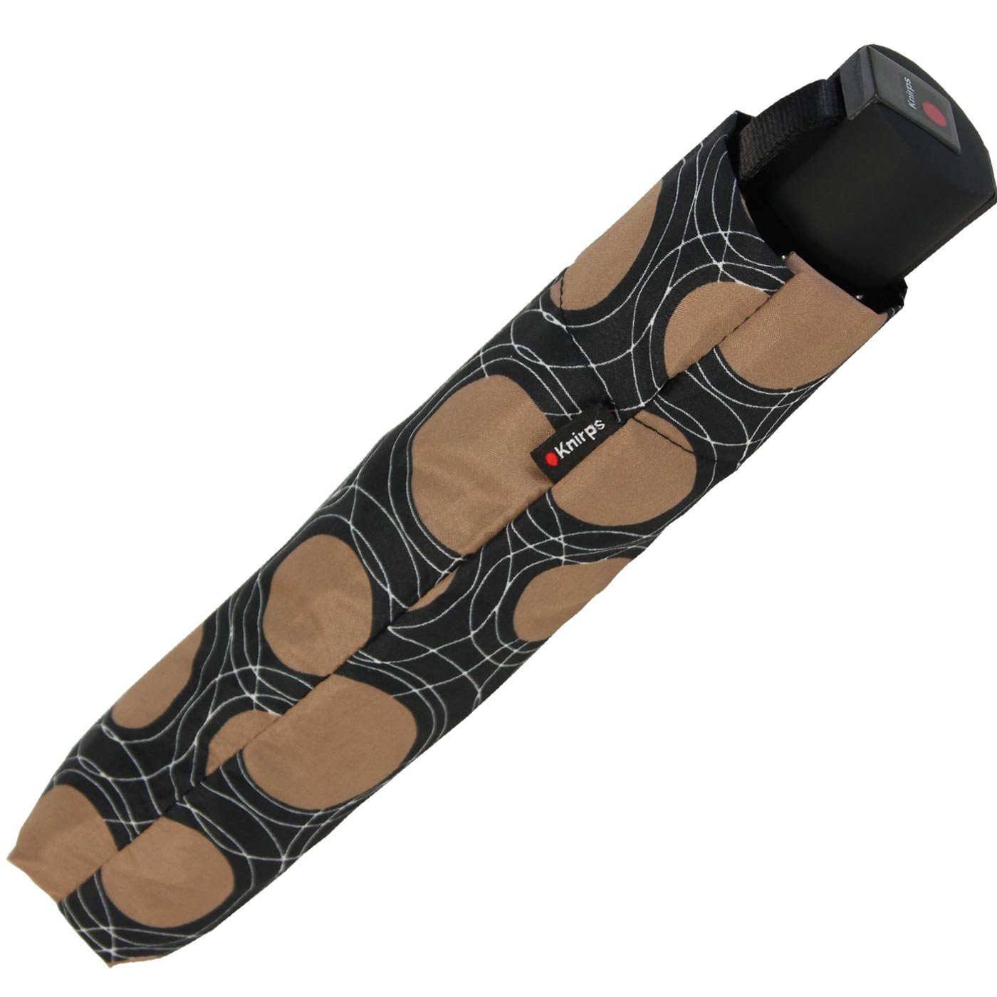 Knirps® Taschenregenschirm Fiber T1 Auf-Automatik Sturmsicher - circles black, der stabile Klassiker