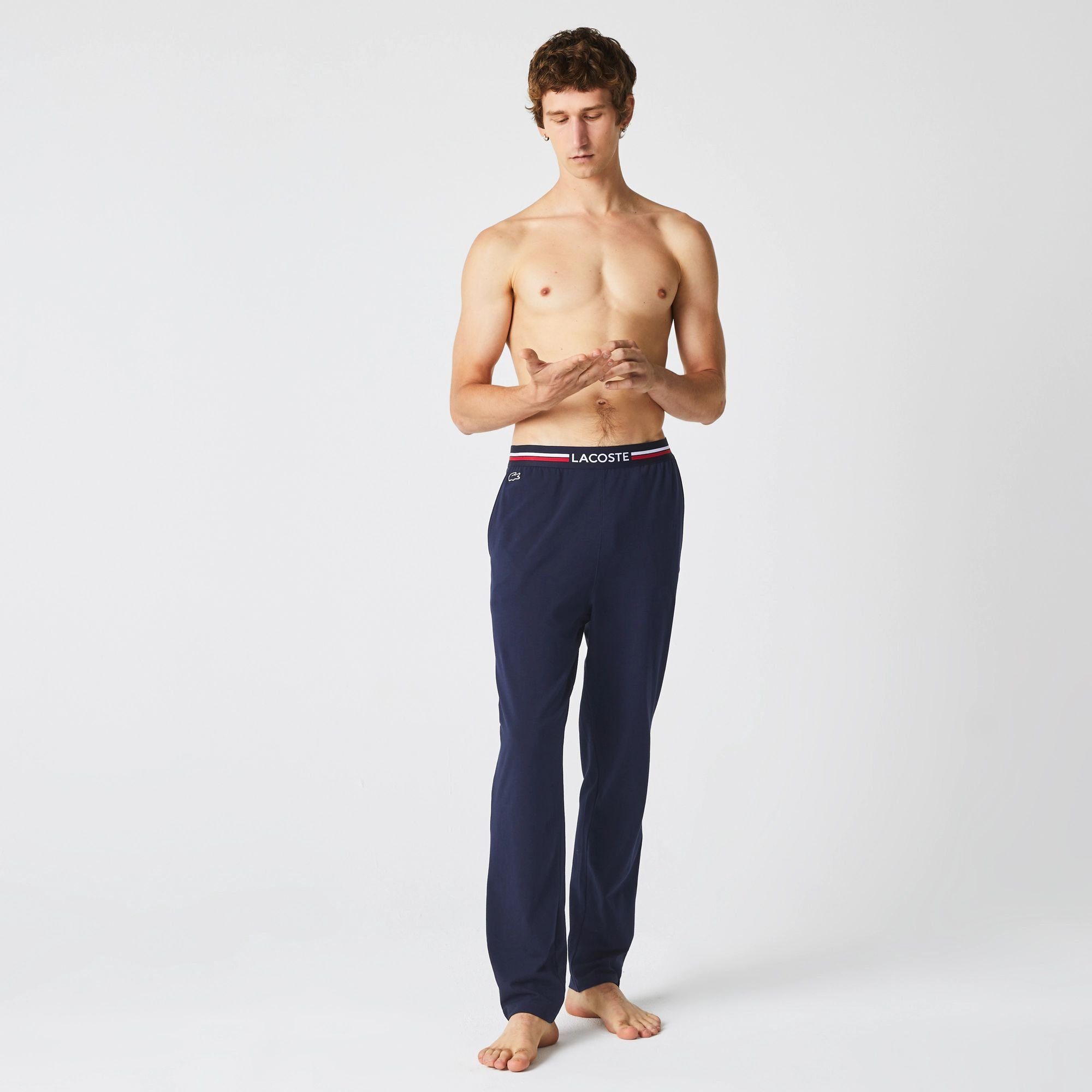 Lacoste Pyjamahose Hose Lounge Pyjama-Hosen in Trikolor aus Jersey (1-tlg)