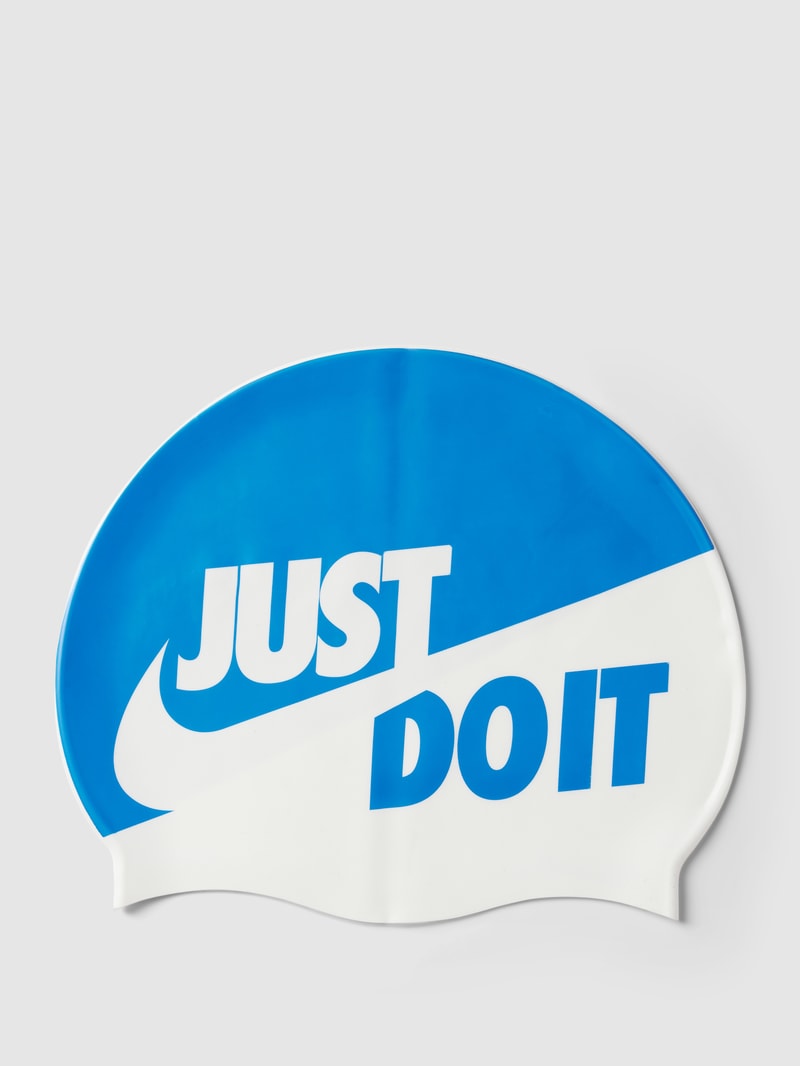 Badekappe mit Statement-Print Modell 'SLOGAN CAP' in bleu