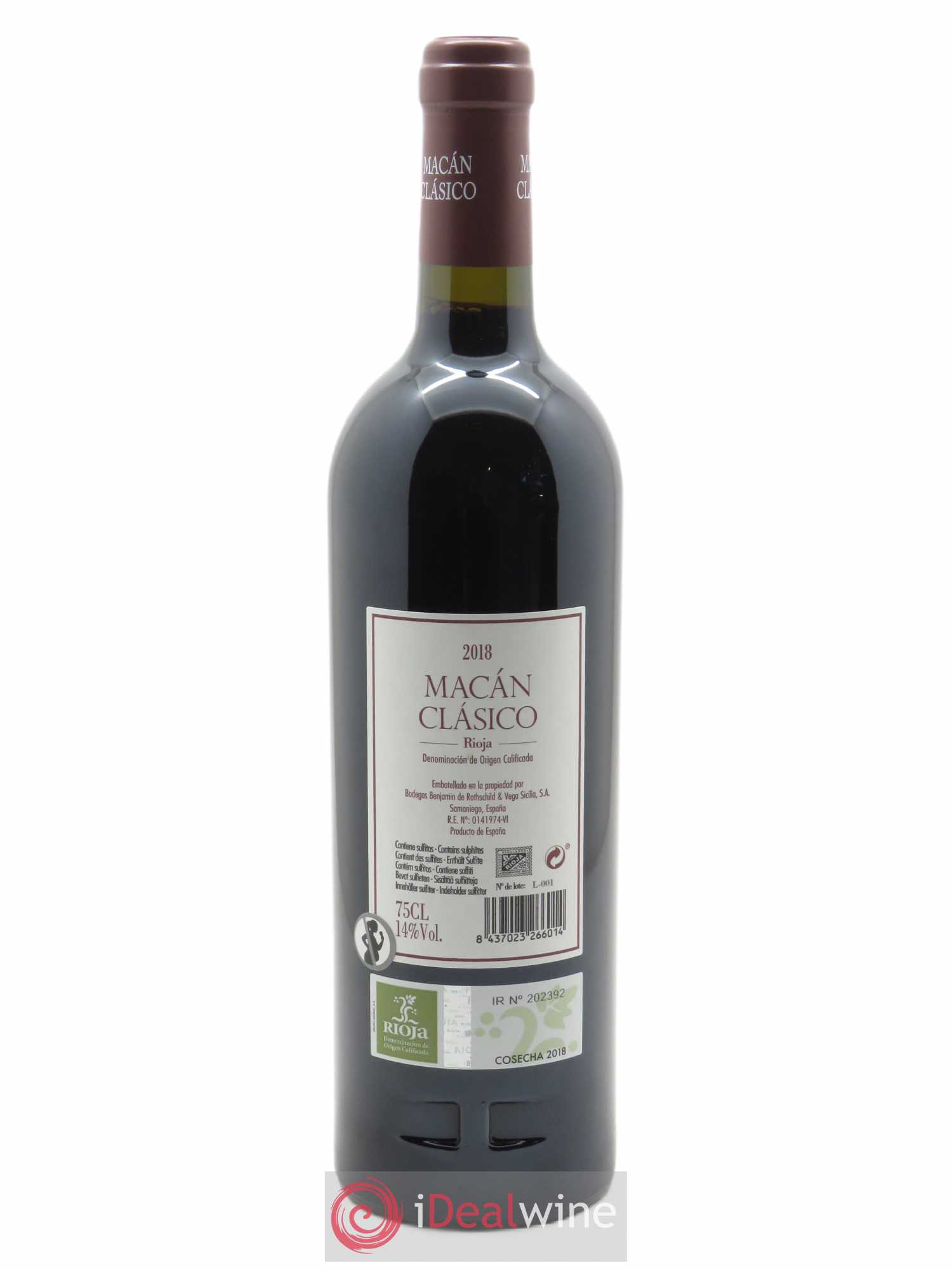 Rioja DOCa Macan Classico Benjamin de Rothschild & Vega Sicilia S.A  2018 - Lot de 1 Bouteille