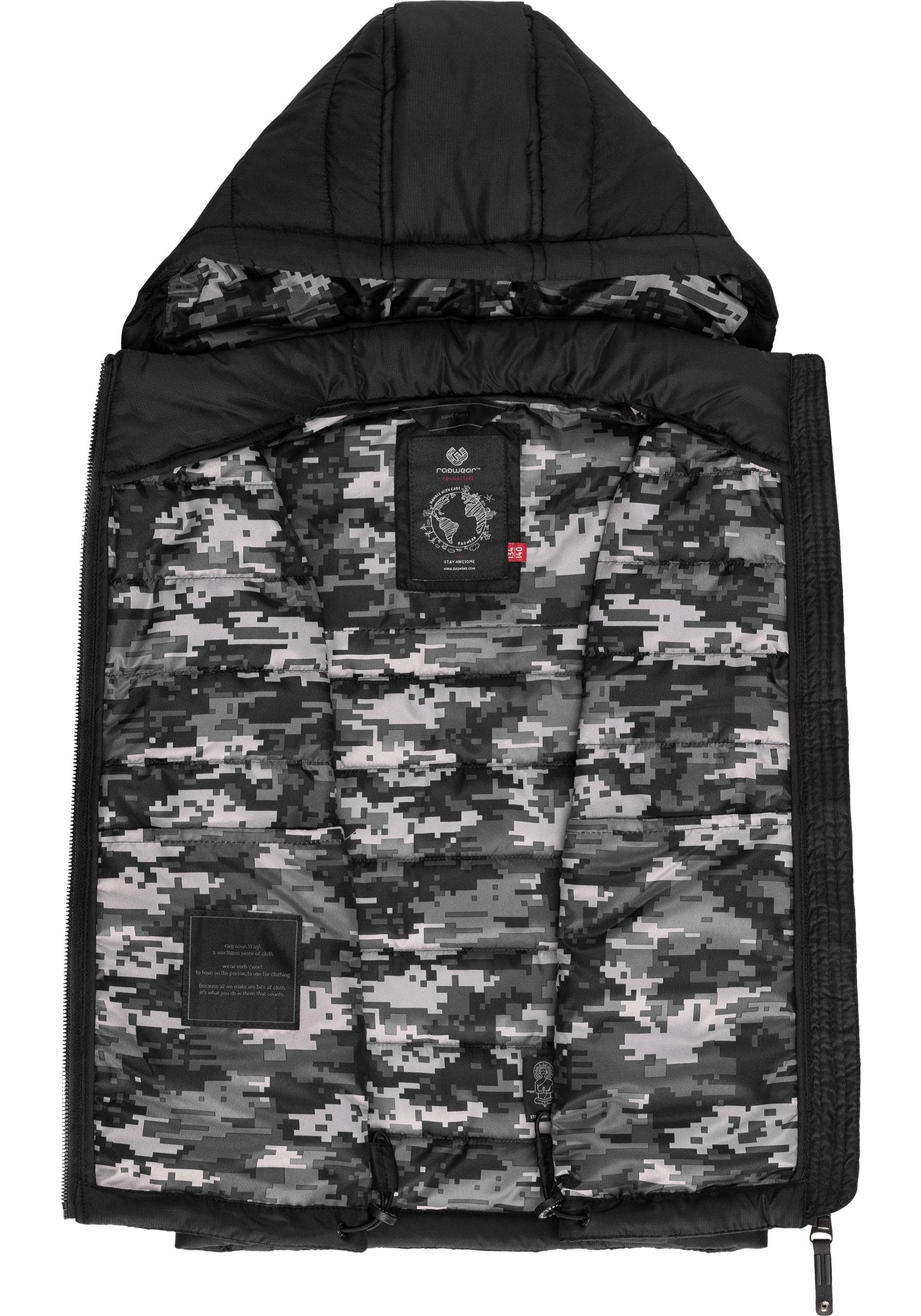 Ragwear Steppweste Vitek sportliche Outdoor-Weste mit abnehmbarer Kapuze